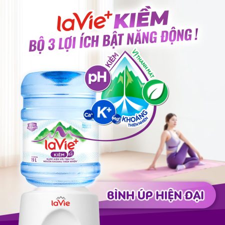 Bình nước Lavie+ Kiềm Bình úp 19L - Nước khoáng thiên nhiên bổ sung kiềm